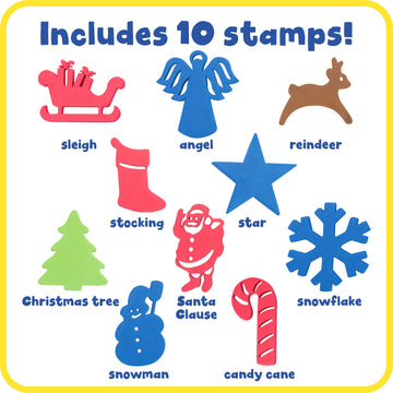 READY 2 LEARN Giant Stampers - Christmas Shapes - Set of 10 - Easy to Hold Foam Stamps for Kids - Arts and Crafts Stamps for Dis