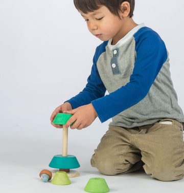 Tender Leaf Toys - Stacking Fir Tree - Wooden Tree Top Sorter And Stacker - Educational Toy For 18M+