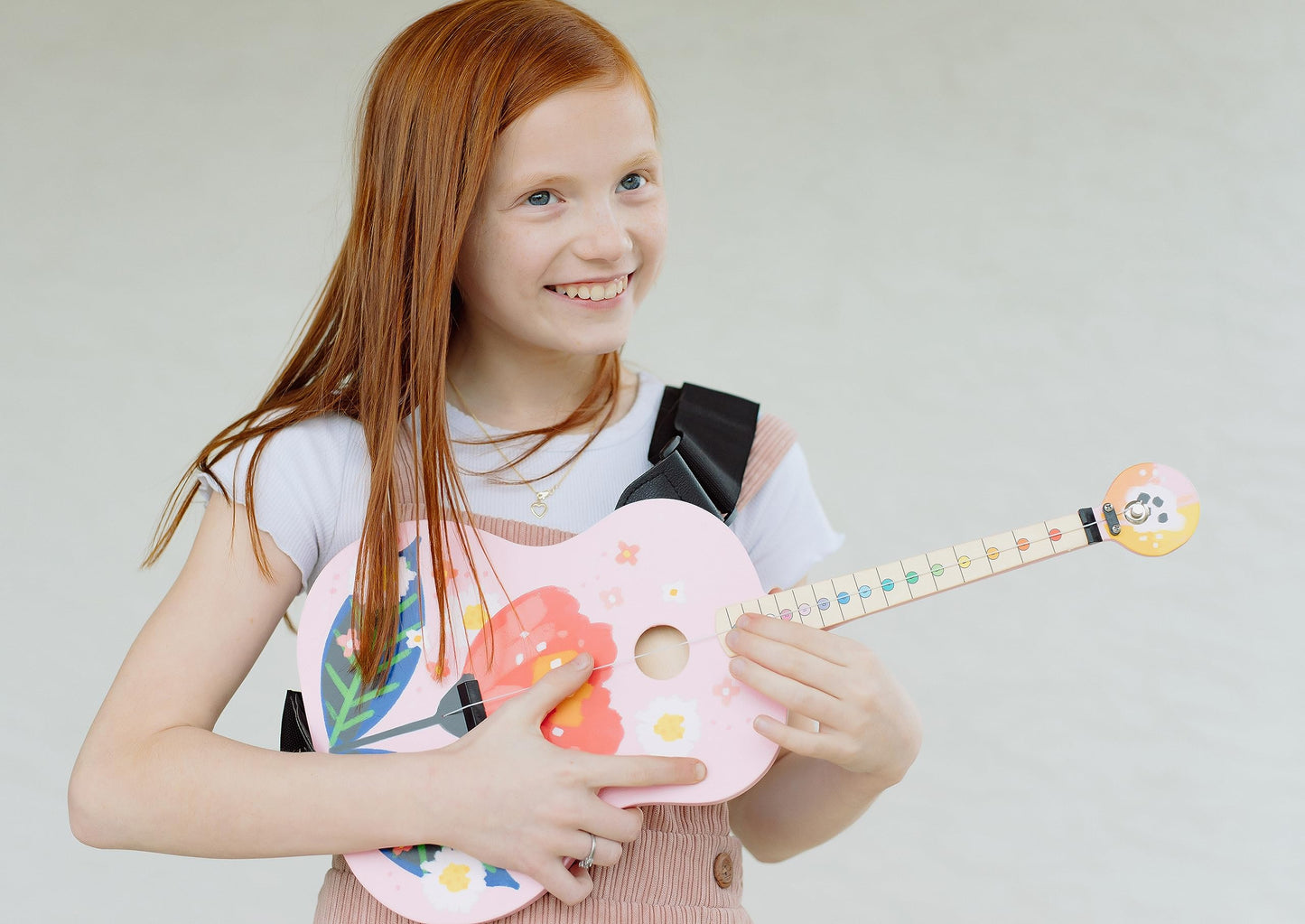 Tinkertar - Pink Floral Acoustic Guitar - The Easiest Way To Start And Learn Guitar - 1 Stringed Toy Instrument For Kids Perfect
