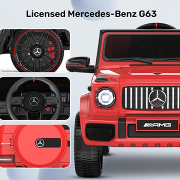 Anpabo Licensed Mercedes-Benz G63 Car For Kids, 12V Ride On Car W/Parent Remote Control, Low Battery Voice Prompt, Led Headlight, Music Player & Horn, Soft Start, Kids Electric Vehicle, Red