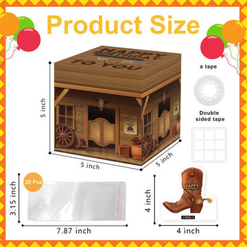 Cowboy Party Surprise Money Box Gift, Happy Birthday Money Box For Cash Gift With Pull, Cowboy Party Decoration For Women Men, C