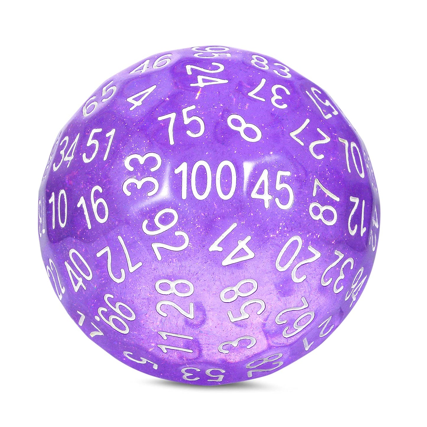 Purple D100 Dice Set DNDND 50mm 100 Sided Die with Translucent Pouch for Dungeons and Dragons DND(Translucent Purple with White