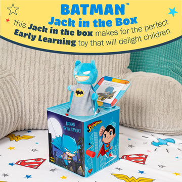 KIDS PREFERRED Batman Jack in The Box Musical Toy, Small Multi-color, Metal, Model 73536, Plays "Pop Goes The Weasel"