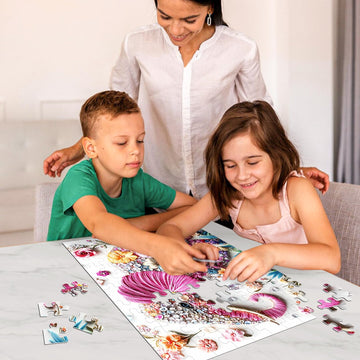 Jeaiciro 100 Piece Puzzles for Kids Ages 4-6 & 6-8 Cute Elephant Jigsaw Puzzle Fun Educational Toy for Kids Ages 8-10 Large Piece Puzzles for mature-themeds Funny Puzzle for Family Activity Gift Set