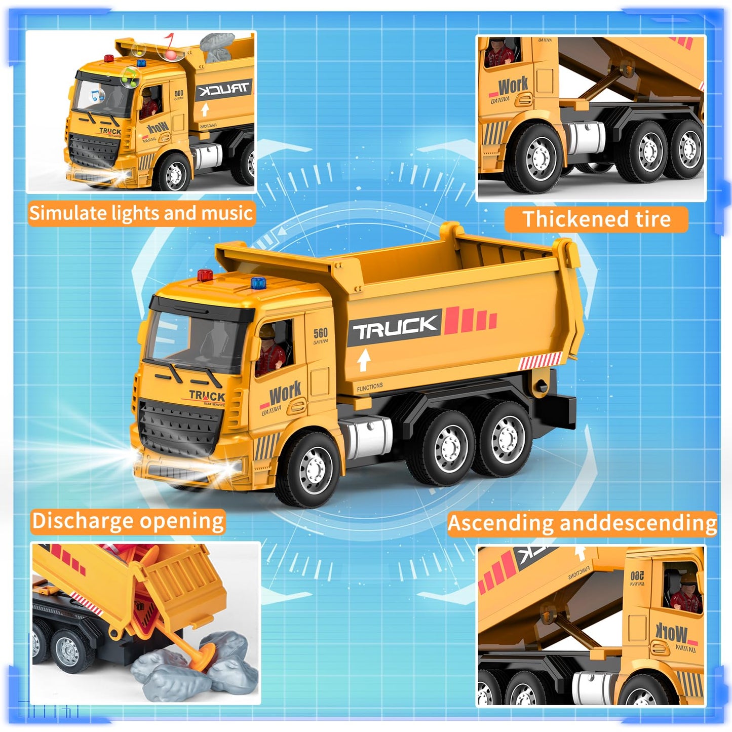 MQDMINI Construction Toys for Toddlers 6-12 Year Boys Girls, Remote Control Truck and Cement Mixer Truck, Kids Ideal Birthday Pa