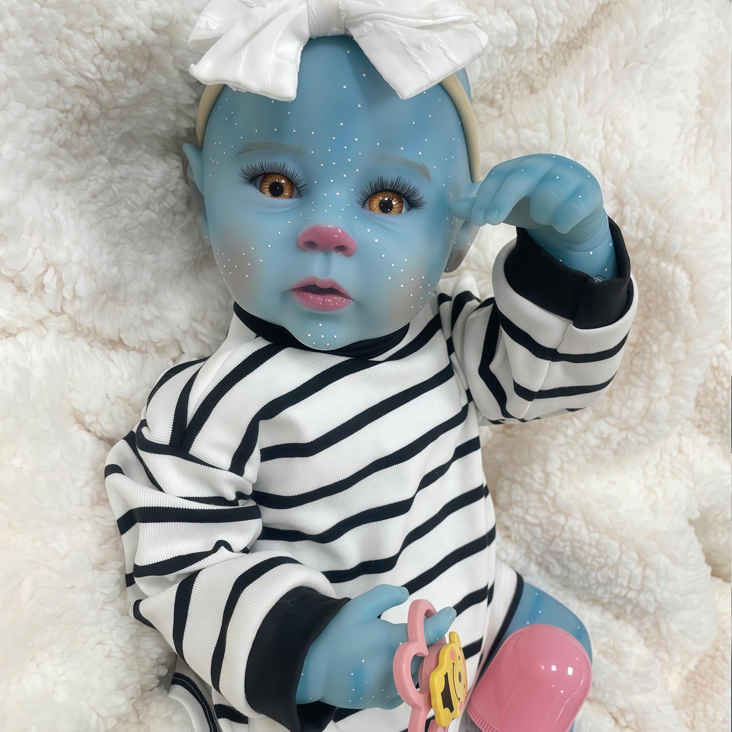 Joyarr 20 Inch Reborn Baby Doll With Blue Skin, Lifelike Newborn Doll Realistic Brown Eyes With Soft Vinly Body, Real Life Baby