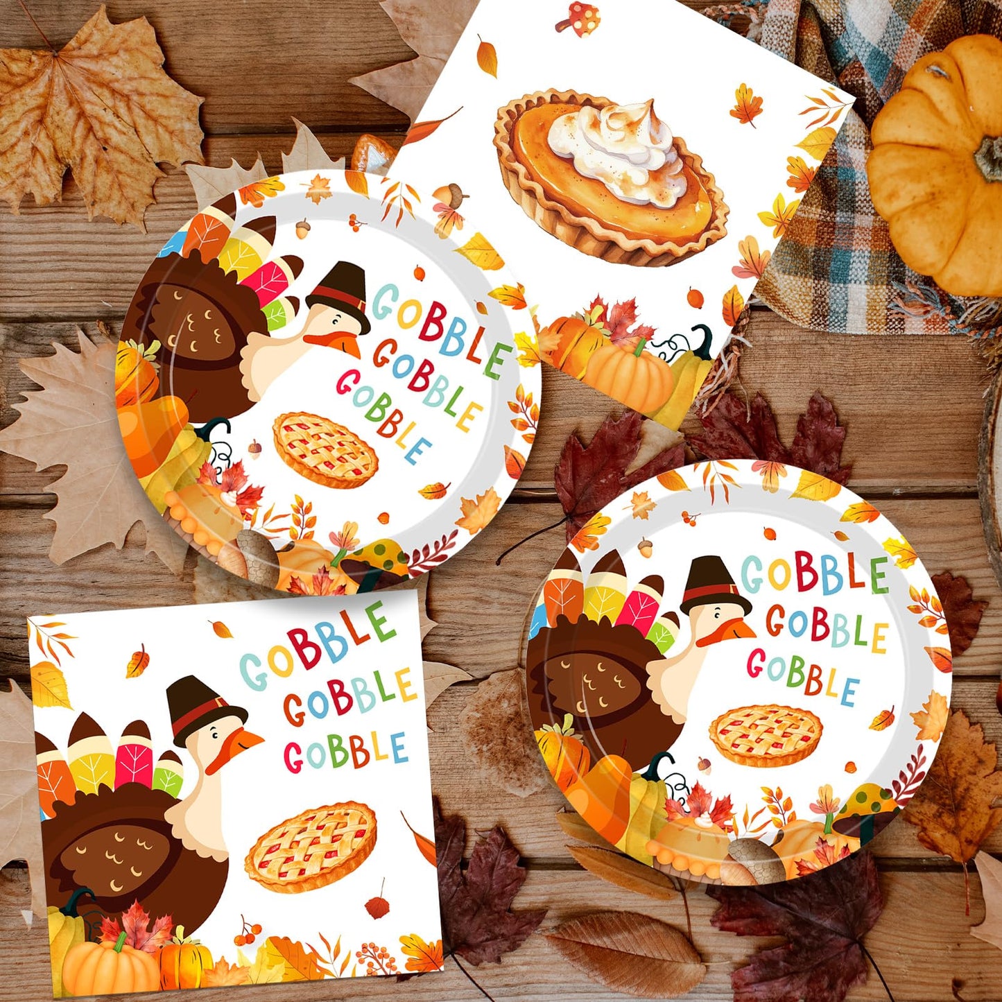 40pcs Turkey Thanksgiving Party Supplies Kit, Autumn Disposable Dinnerware Includes, Dessert Plates, Napkins for Fall party Deco