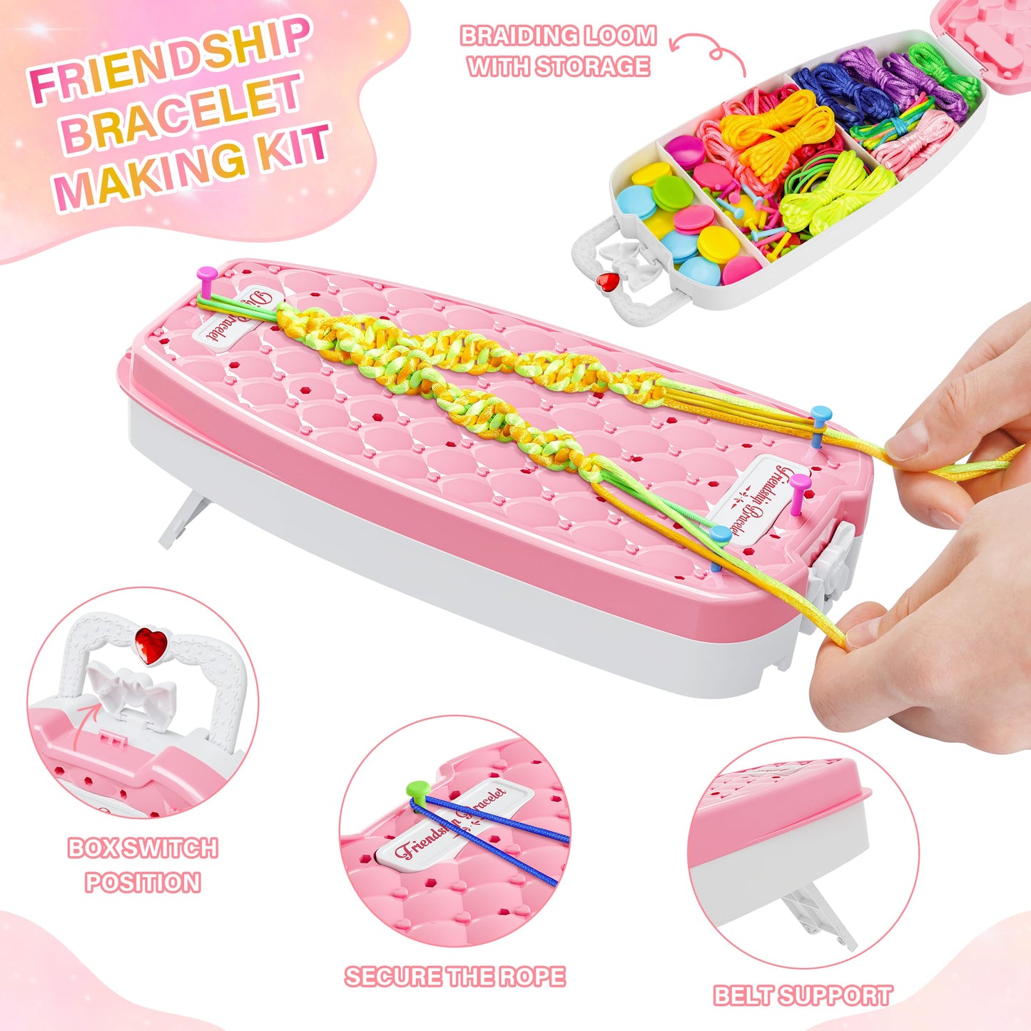 Dpai Friendship Bracelet Making Kit For Girls,Diy Arts And Crafts Toys,Jewelry String Maker Kit,The Best Birthday Gifts Ideas For Girls 6 7 8 9 10 11 12+ Years Old(Pink)