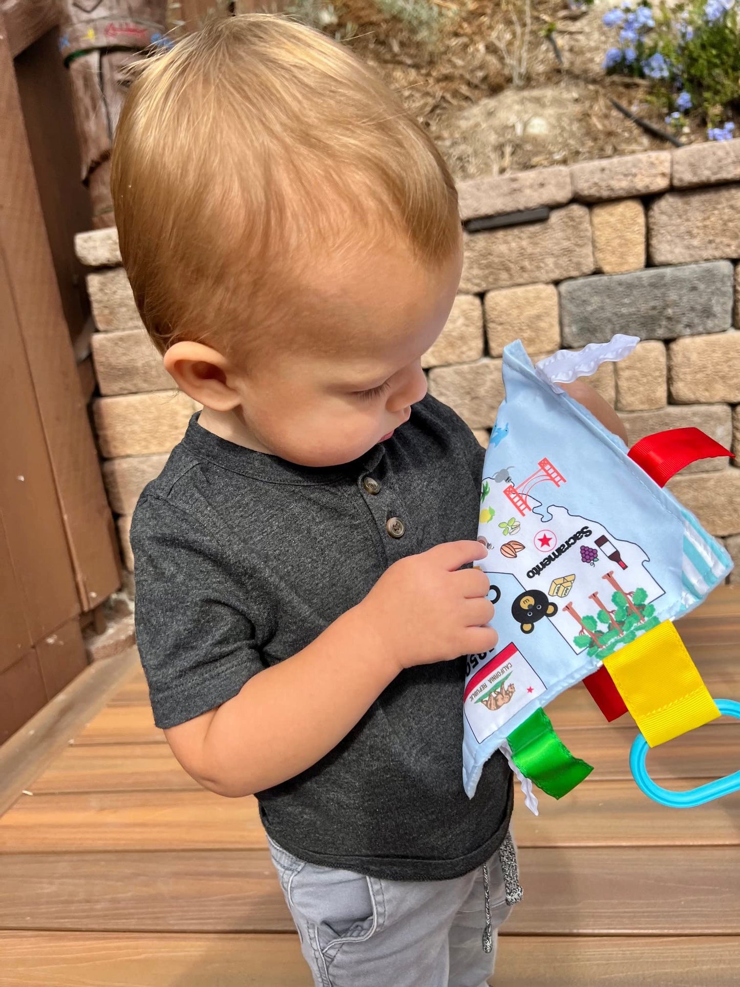 Baby Jack & Co 8X8” Learning Lovey Tag Toys For Babies - Baby Crinkle Toys - Crinkle Toys For Baby - Soft & Safe - Learn Usa State Facts - Ideal Baby Toy Bpa Free W/Stroller Clip (New Jersey)