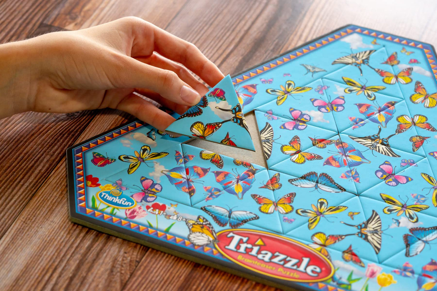 Think Fun Triazzle Picture-Matching Brainteaser - Engaging Brain Puzzle For Kids & Adults | Award-Winning Game | Enhances Memory & Problem-Solving Skills | Butterflies Edition