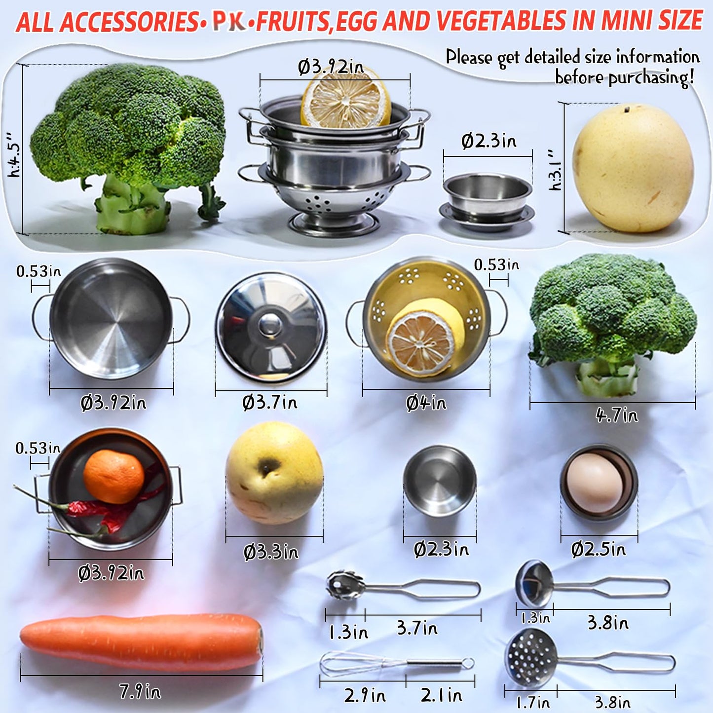 Tiny Size Cooking Pretend Play Kitchen Cooking Toys with Stainless Steel Cookware Play Pots and Pans Set