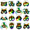 GOMANCHE 36 Pieces Halloween Scratch Art Masks for Kids, DIY Rainbow Magic Scratch Paper Masks for Crafts, Bat Witch Pumpkin Spi