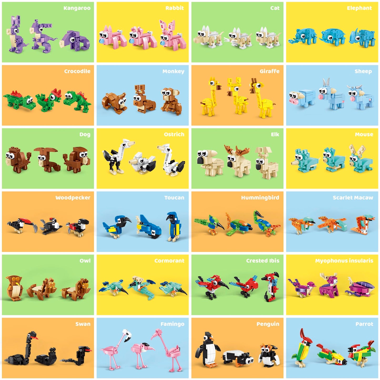 Party Favors For Kids | 24-Pack Animal Building Block Set, 3-In-1 Blind Box Surprise Toy With 72 Animal Models For Girls & Boys