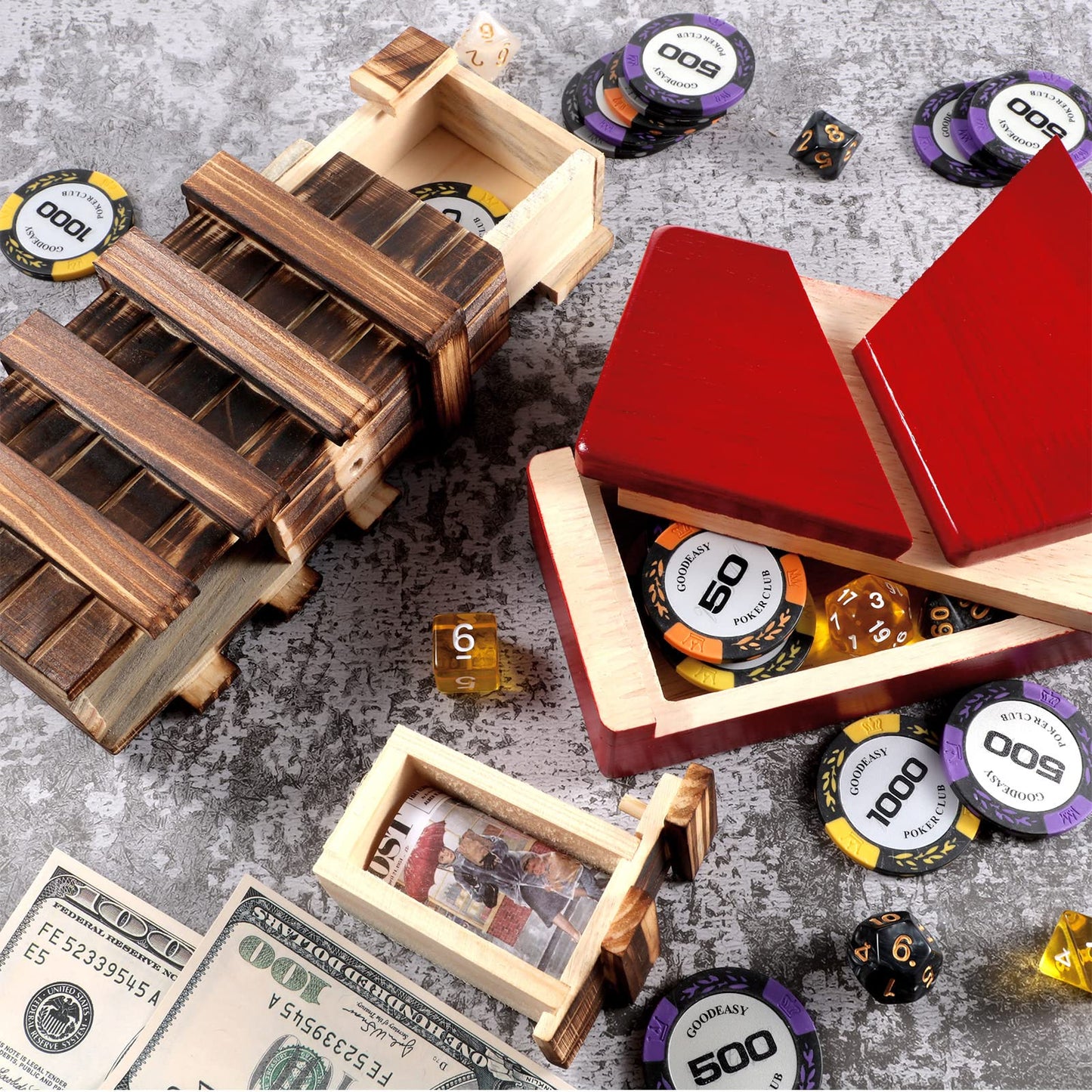 Hydren 2 Pcs Puzzle Boxes Christmas Wooden Secret Box With Secret Compartment 3D Brainteaser Box Secret Lock Box Wood Brain Teas