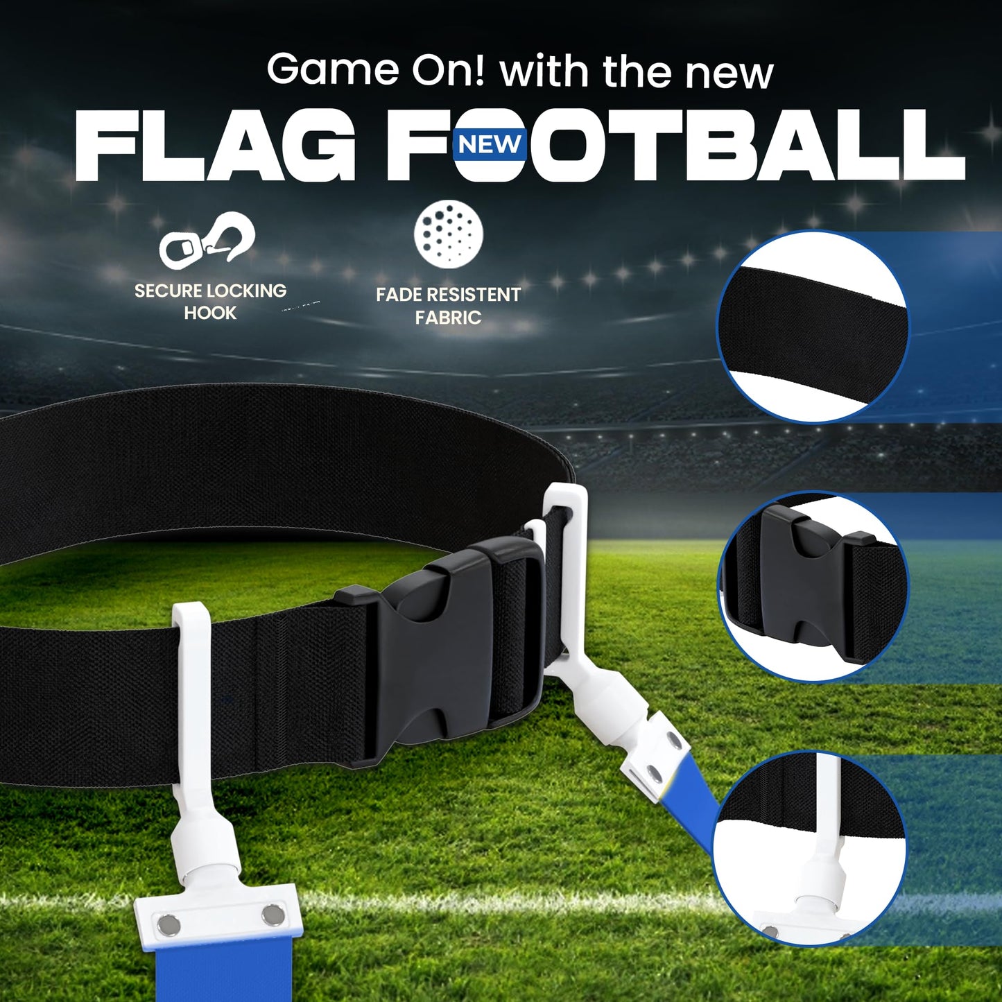 Gameday 2 Player Pop Flag Football Set-Complete W/Flags & Belts (Blue)