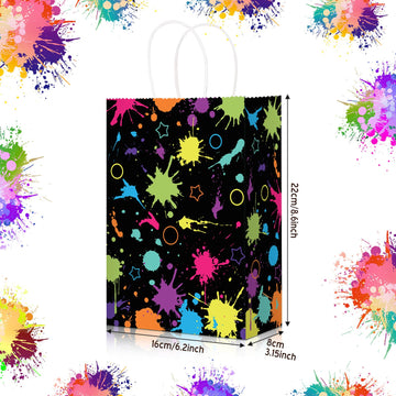 30 Pcs Glow Party Bags With Tissue Paper Neon Party Gift Bags Neon Birthday Party Supplies Glow In The Dark Favor Bags Neon Glow