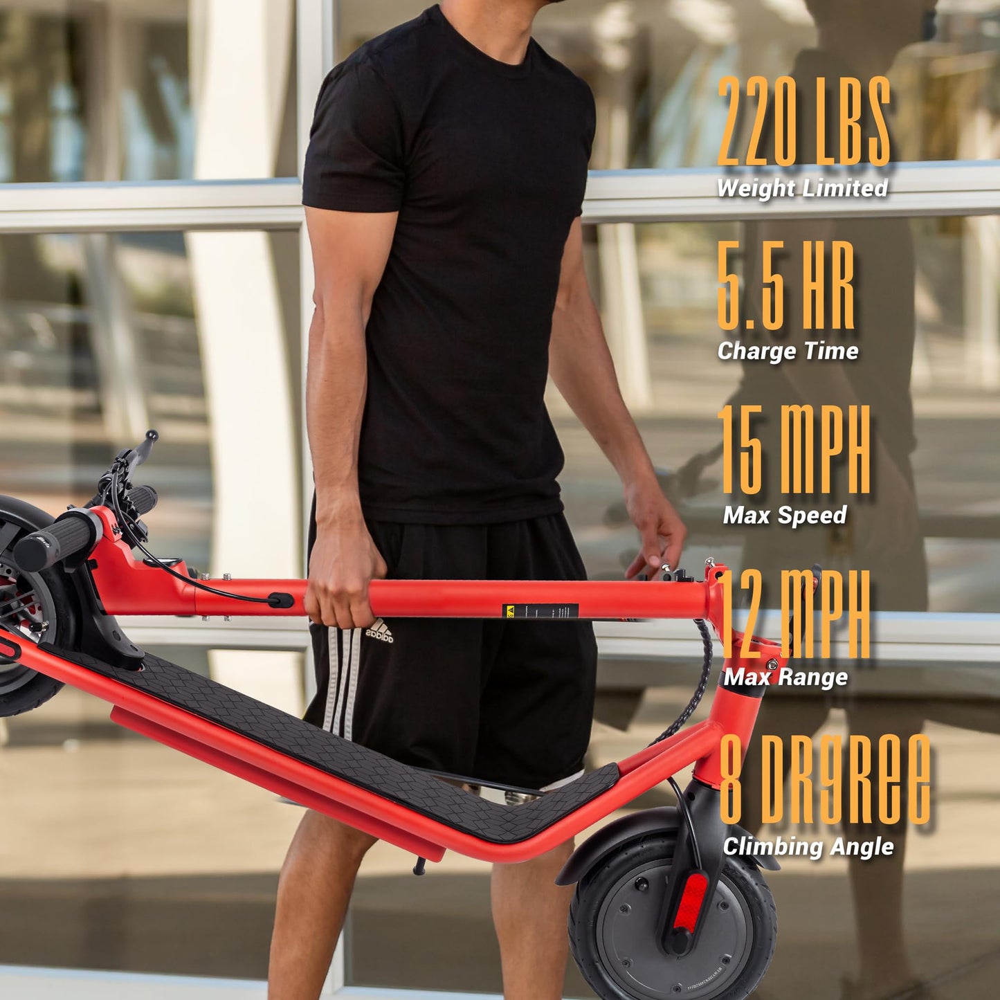 Phantomgogo Electric Scooter for mature-themeds Scooters Kids Foldable E-Scooter with with 350W Motor 15.5 mph Max Speed Long Range EScooter for Commuter (Red)