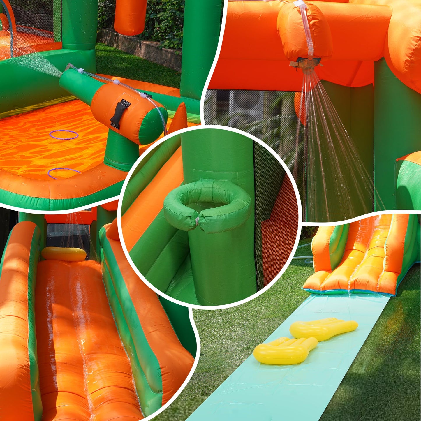 Inflatefly Bounce House Inflatable Waterslide Kids Bouncy Catle Dual Slides Water Park With Slip And Slide For Wet And Dry
