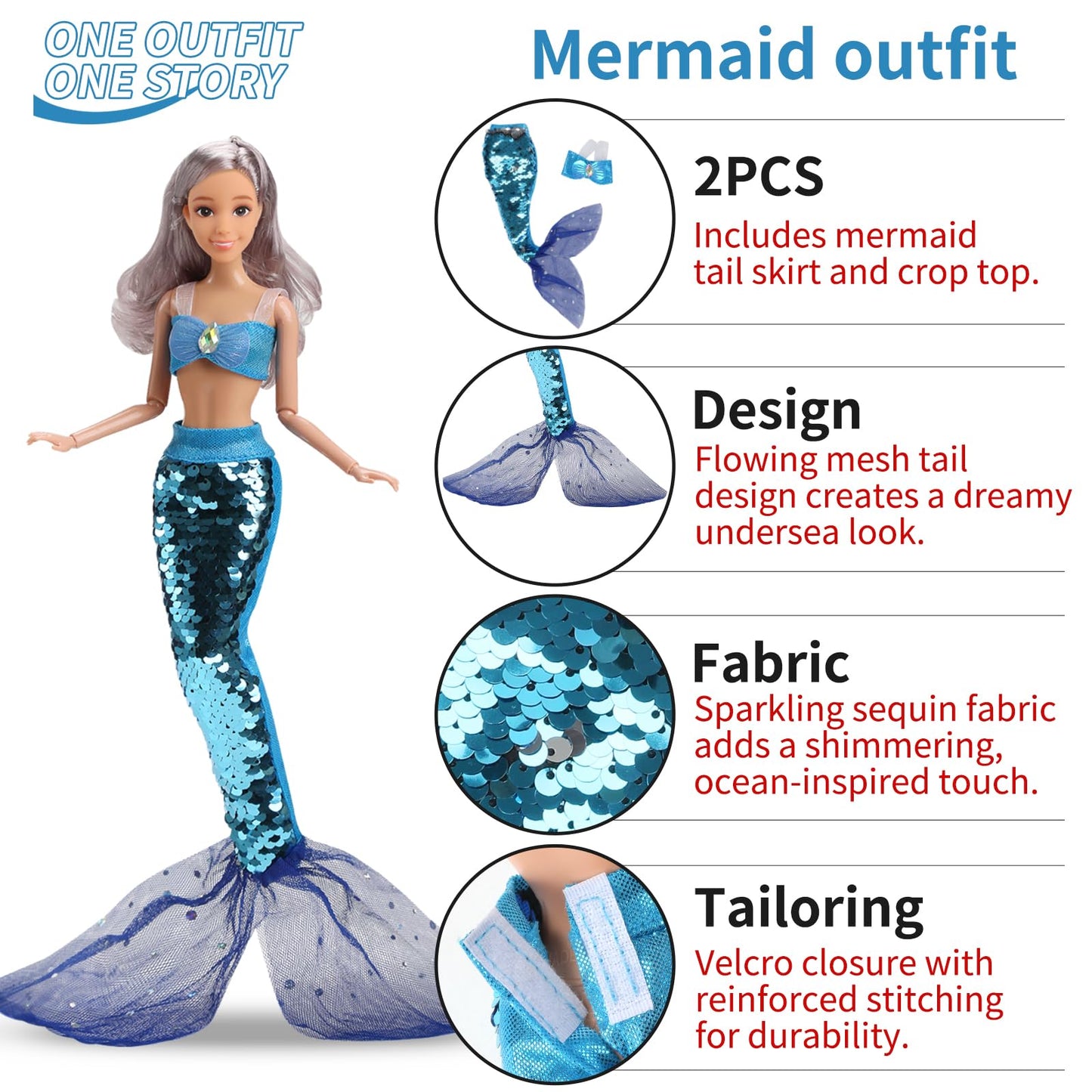 11.5-Inch Themed Doll Clothes & Accessories - Educational Role Play Gift Set for Girls with 1 Doll, 5 Outfits (Santa, Wedding, G