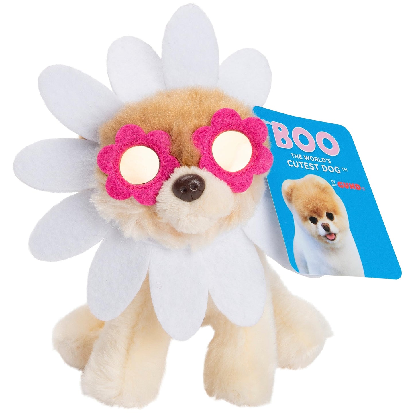 Gund Boo, The Worlds Cutest Dog, Itty Bitty Boo Daisy Flower #61, Stuffed Animal Plush, Spring Decor, Pink And White, 5