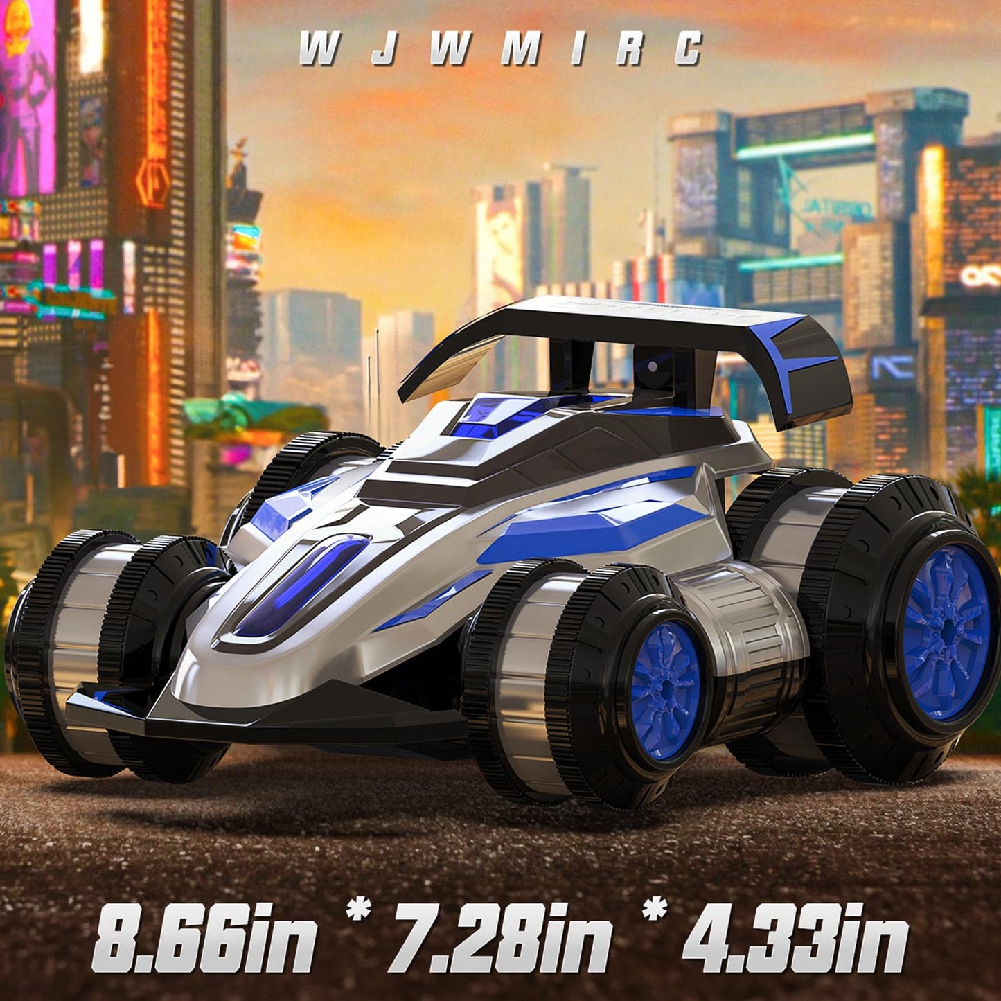 WJWMIRC 1:14 Remote Control Roll Stunt Car for Boys 360Rotating 4WD RC Cars with Lights Music Upright Walking Four-Wheeled Rollo
