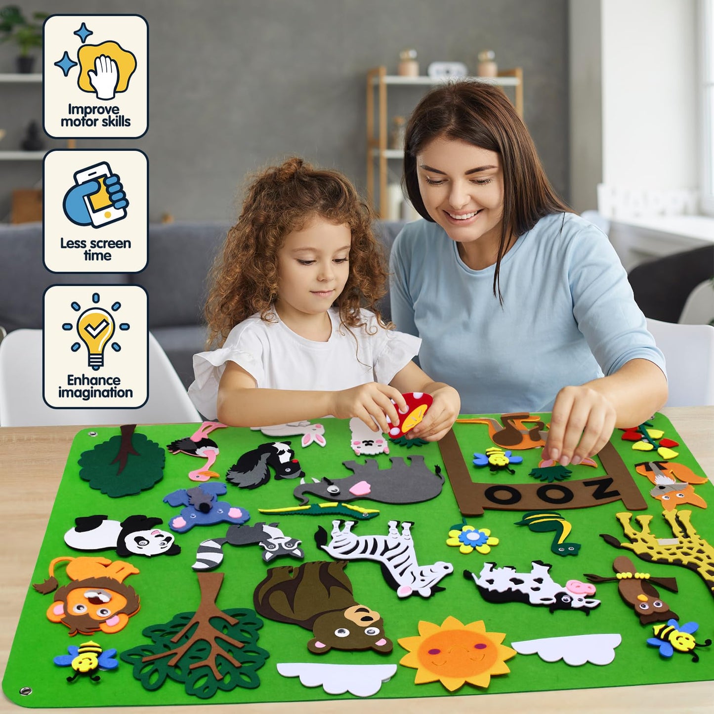 Felt Story Board Set For Kids 3-5 Years Old, 32 Pcs Preschool Zoo Storytelling, Classroom Flannel Toy For Toddlers, Early Learni