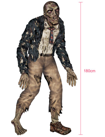 Beistle Jointed Zombie Cutout - 6' Tall Multicolor Cardstock Halloween Decoration, Model 00107
