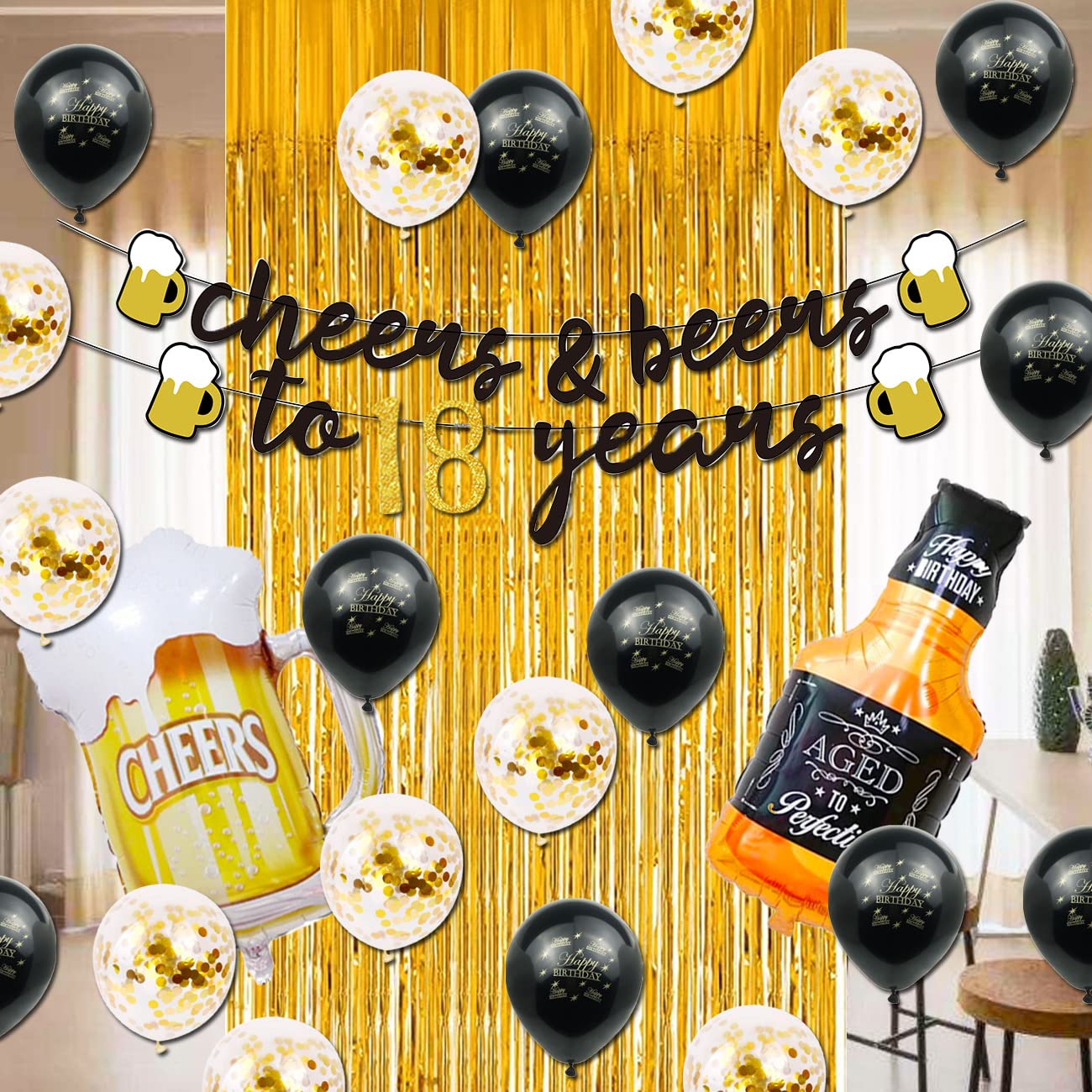 60Th Birthday Decorations For Men, Happy 60Th Birthday Decorations With 40 Inch Gold 60 Number Balloons, Birthday Banner, Latex