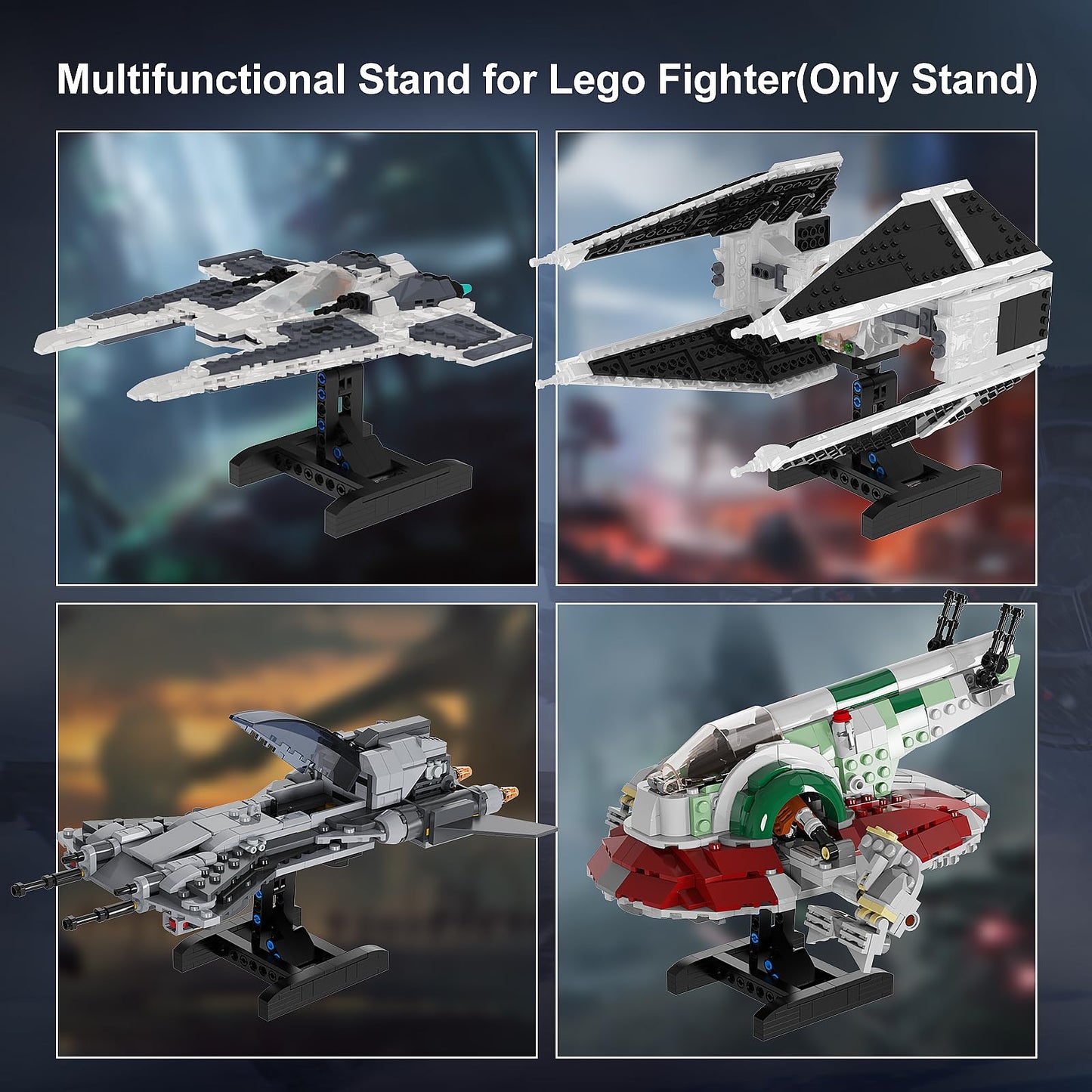 (2 Pack) Display For Lego X-Wing Fighter 75301 Building Kits, Bracket For Lego Mando N-1 Fighter 75325, Multifunctional Stand For Lego Tie Bomber 75347