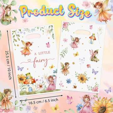 Fairy Party Favor Bags - 50Pcs A Little Fairy Goody Candy Treat Gifts Bags, Watercolor Floral Girls Themed Party Decorations for