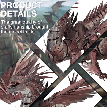 Piececool 3D Puzzles For Adults, Hellstrom Dragon Metal Model Building Kits, Challenging Brain Teaser Metal Puzzles For Stress Relief
