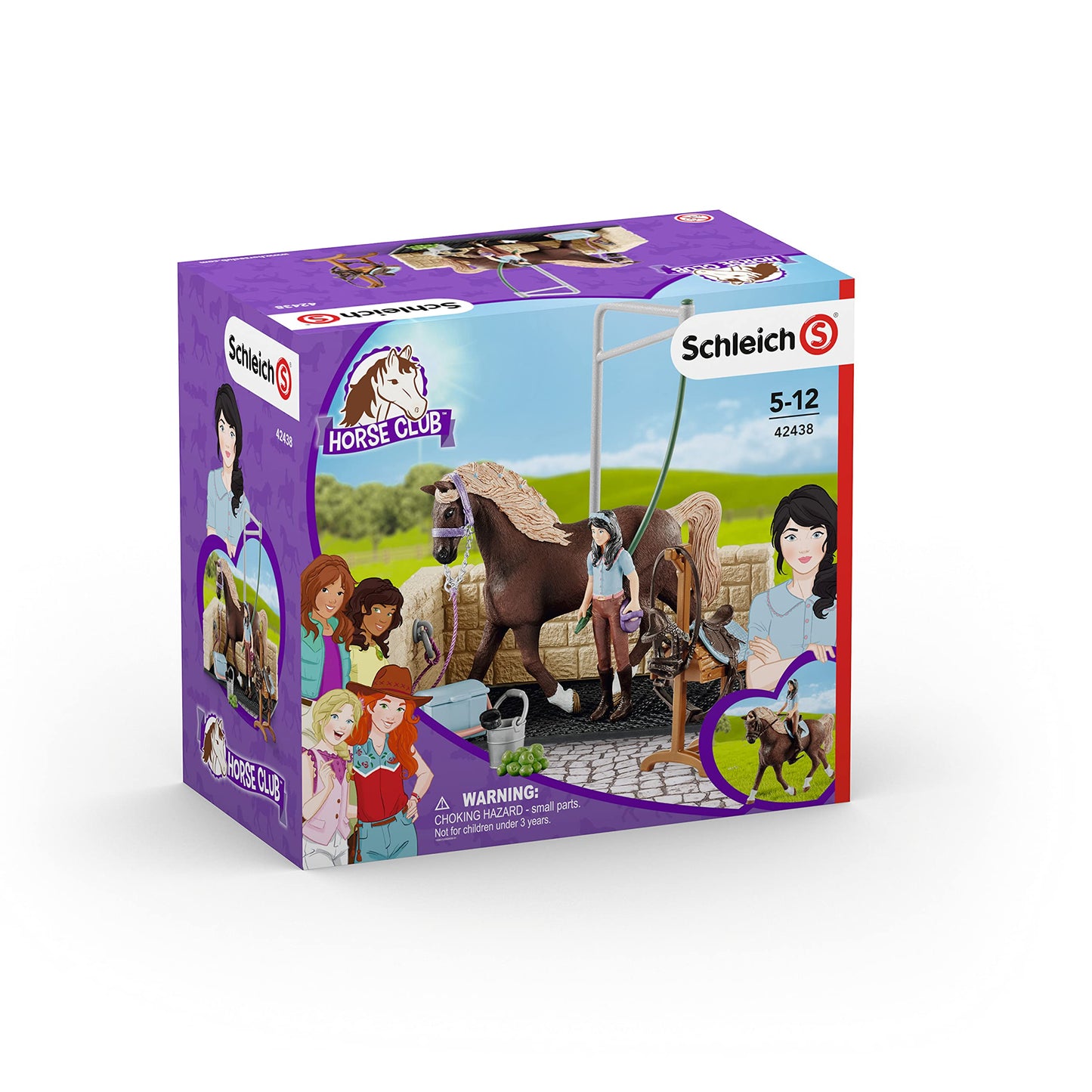 Schleich Horse Club, 13-Piece Playset, Horse Toys For Girls And Boys Ages 5-12, Horse Wash Area With Emily And Luna The Horse