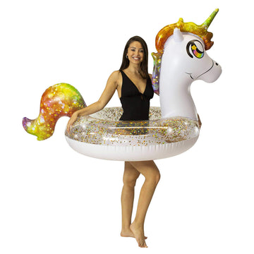 Poolcandy Jumbo 48 Unicorn Pool Tube, Stylish, Ultra Durable, Easy-Inflate PVC Pool Tube, Great for Pool, Beach, Lake, River, Pe