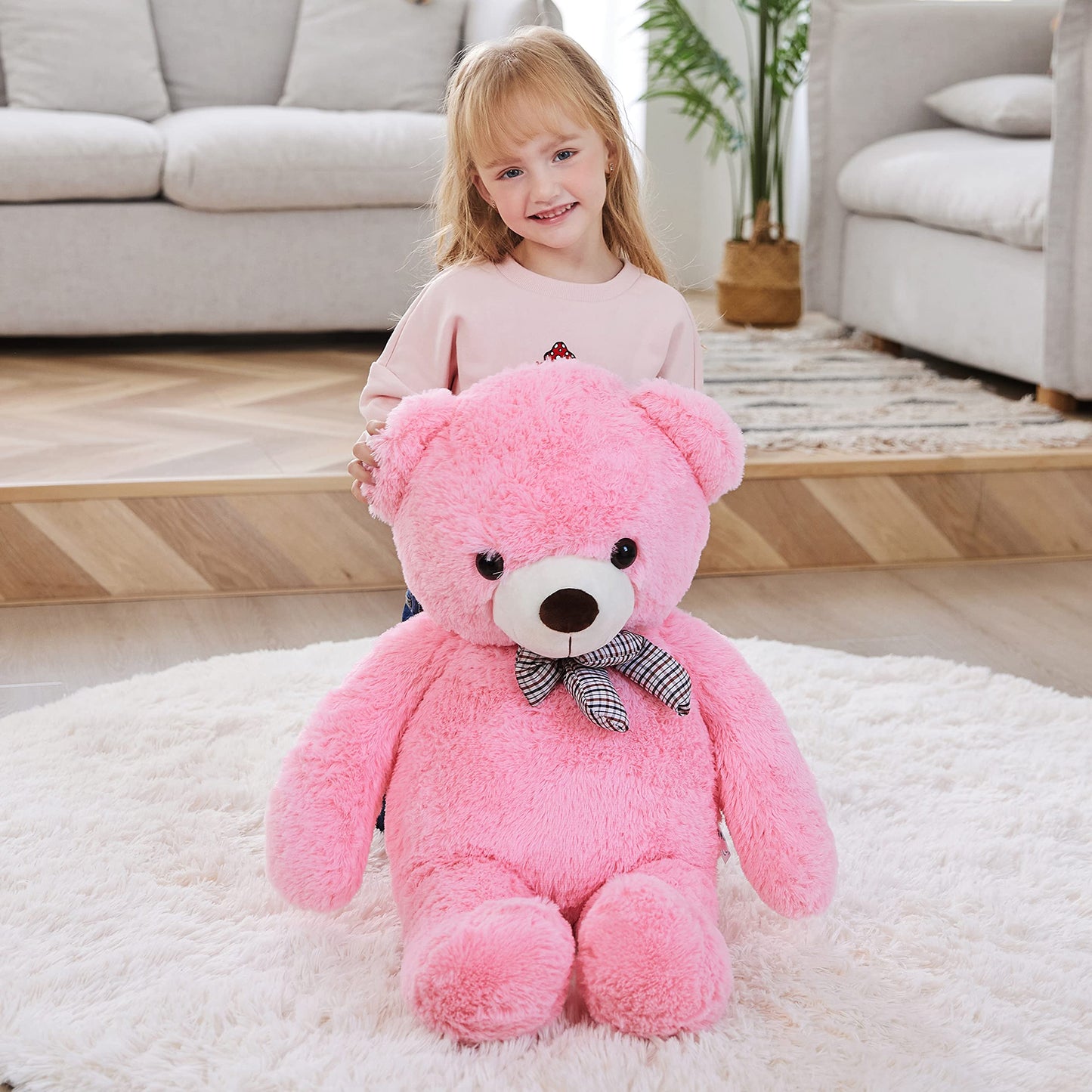 Ikasa Giant Teddy Bear Plush Toy Stuffed Animals (Pink, 30 Inches)