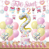 Juyrle Two Sweet Birthday Party Decorations- 2Nd Sweet Party Banner Donut Theme Second Birthday Party Girls Macaron Balloon Garland Kit For Two Years Old Candy Theme Party Supplies