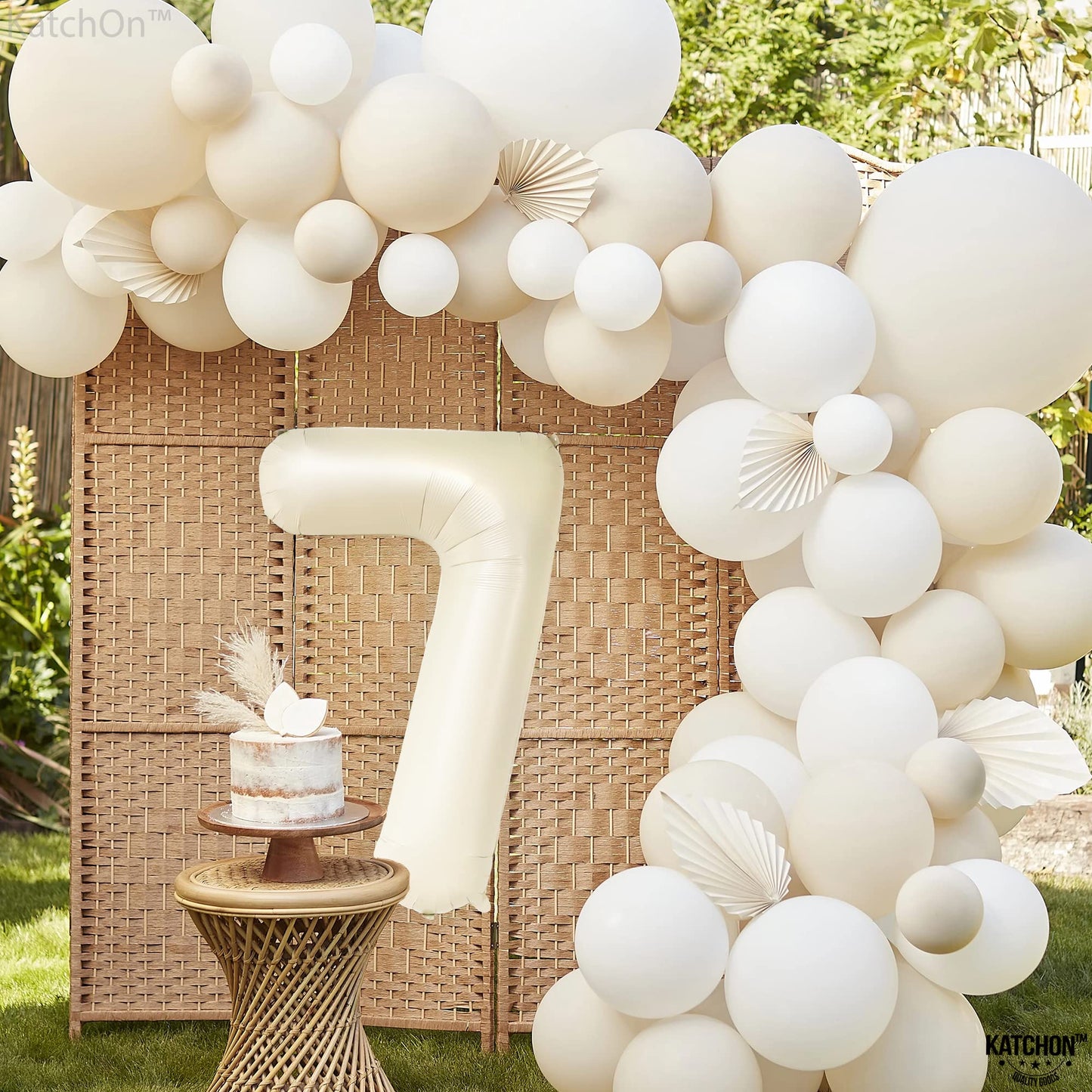 Katchon, Giant Cream Number 7 Balloon - 40 Inch | 7Th Birthday Balloon For 7Th Birthday Decorations | 7 Balloons For Birthday | Seven Balloon Number | 7 Year Old Balloon For 7 Year Decorations