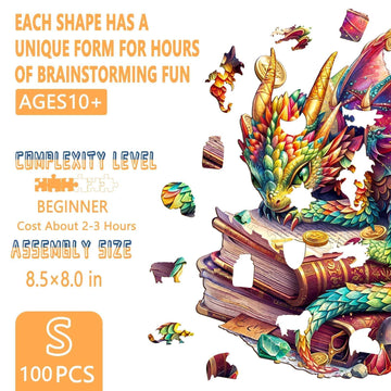 Wooden Puzzles for mature-themeds - Jeweled Dragon Puzzle Unique Shape Wooden Jigsaw Puzzle for mature-themeds Wood Puzzles mature-themed Good Gift Idea for Friends Home Decor (S-8.5 * 8in 100 Pieces)