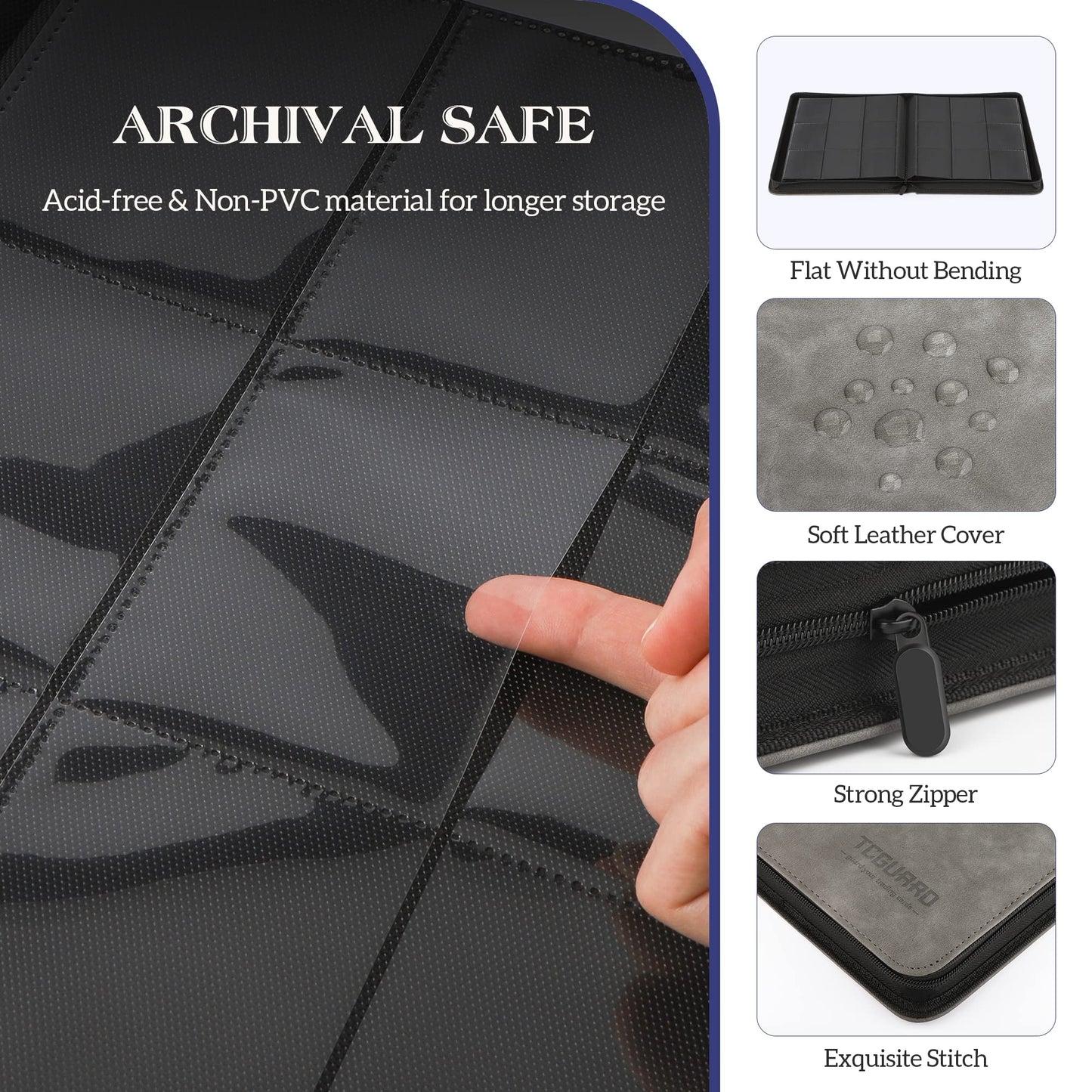 Tcguard Trading Card Binder, 9 Side Loading Pocket Card Album Hold Up To 540 Cards, Zipper Binder For Cards Collection, Tcg Card