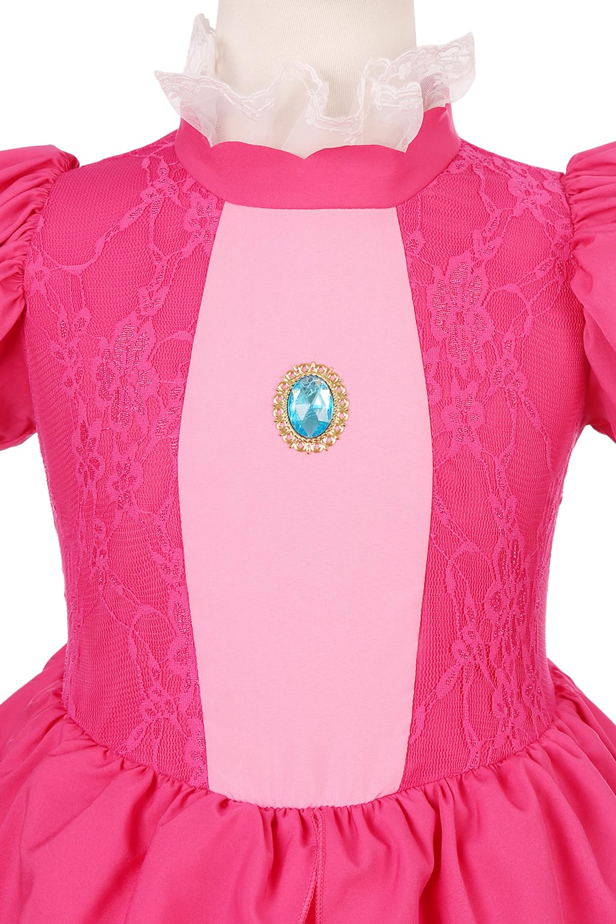 Hortyzon Girls Princess Dress Peach Costume Super Bros Kids Led Light Up Princess Dress For Deluxe Halloween Party Dress Up (3-4