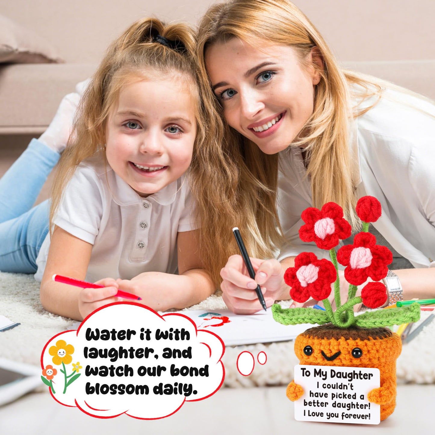 Christmas Birthday Gifts for Daughter from Mom Dad Stocking Stuffers for Teen Girl Trendy Stuff Crochet Flower Valentine's Day Gift for 3 4 5 6 7 8 9 10 11 12 Year Old Girls Birthday mature-themed Daughter