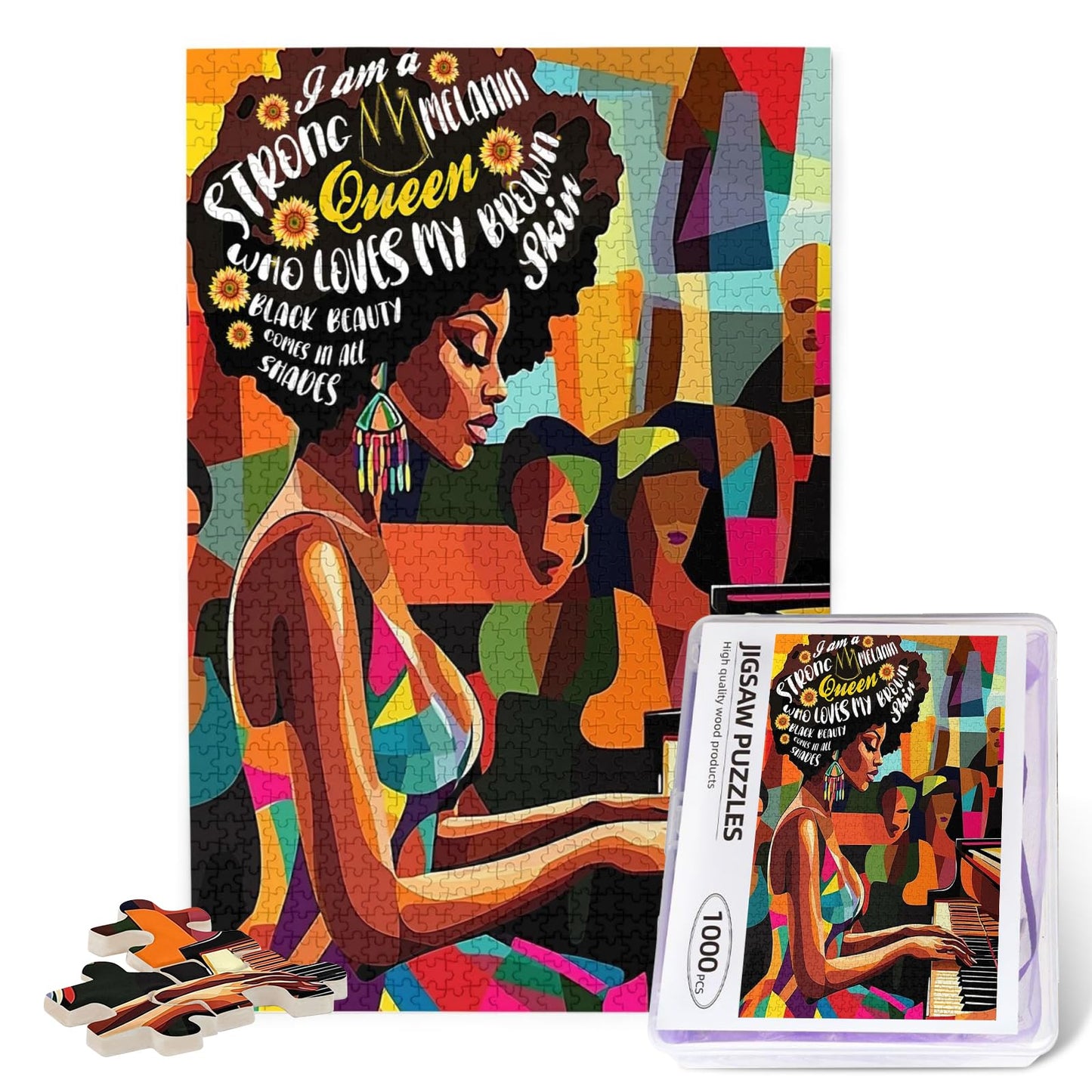 African American Jigsaw Puzzles For Adults 1000 Pieces Abstract Black Women Puzzle Black Queen Playing The Piano Wooden Puzzle F