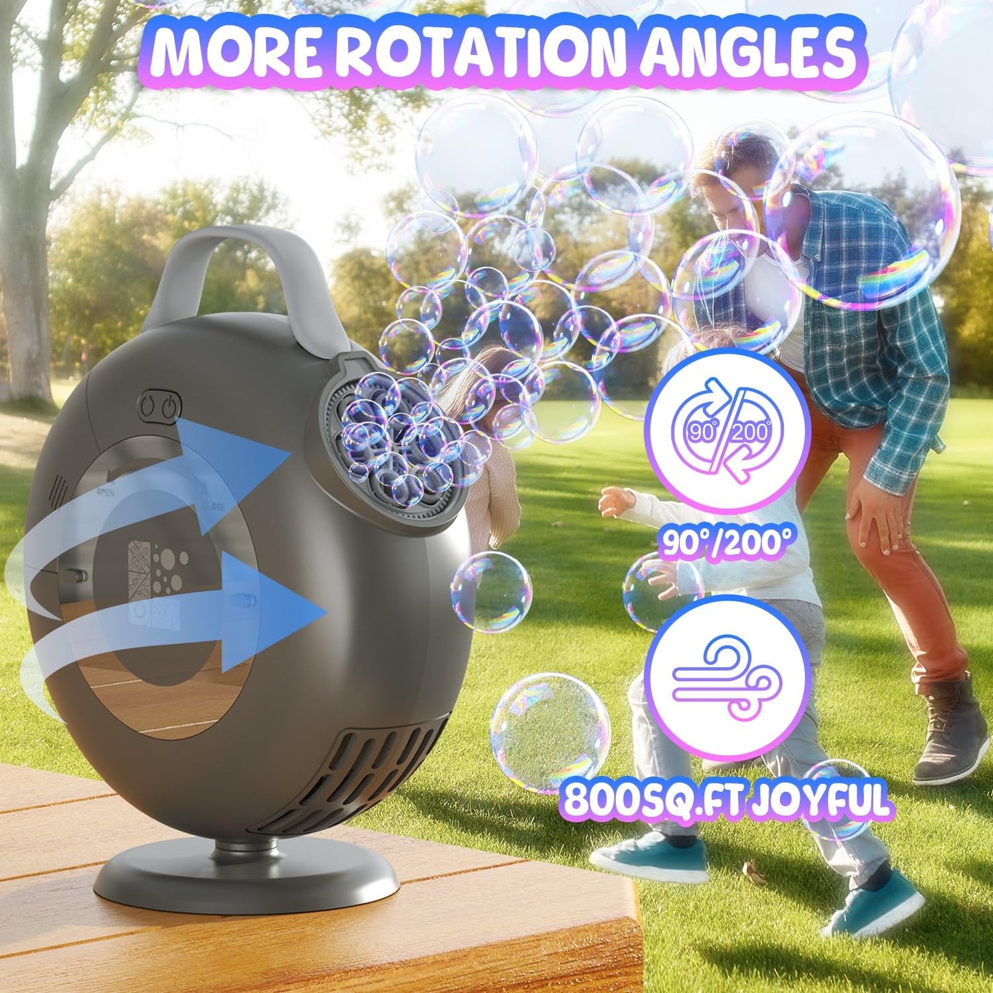 Bubble Machine, Automatic Bubble Blower For Kids Toddlers, 8000+ Bubbles Per Minute, 90 200 Oscillating Electric Plug-In Or Batt