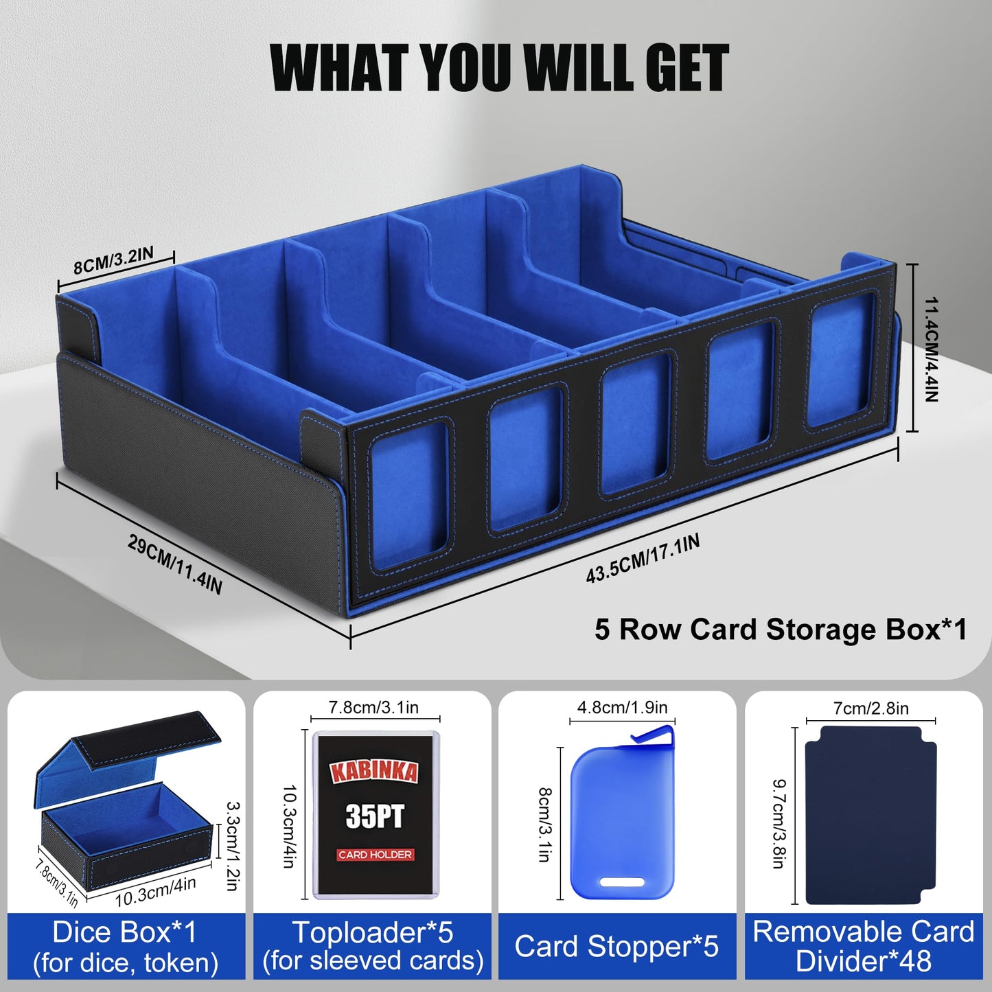 Trading Card Storage Box With Commander Display , 5-Row Deck Case With Removable Lid; 3900+ Card Deck Box For Mtg Tcg Sports Car