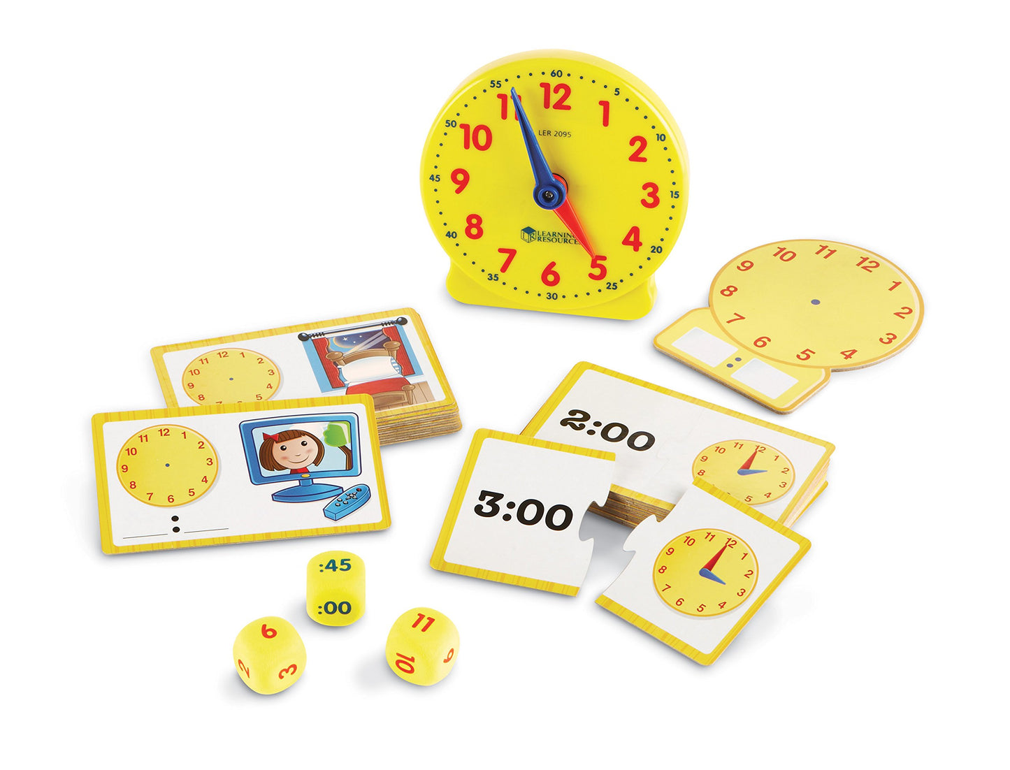 Learning Resources Time Activity Set - 41 Pieces, Ages 5+,Clock For Teaching Time, Telling Time, Homeschool Supplies, Montessori Clock