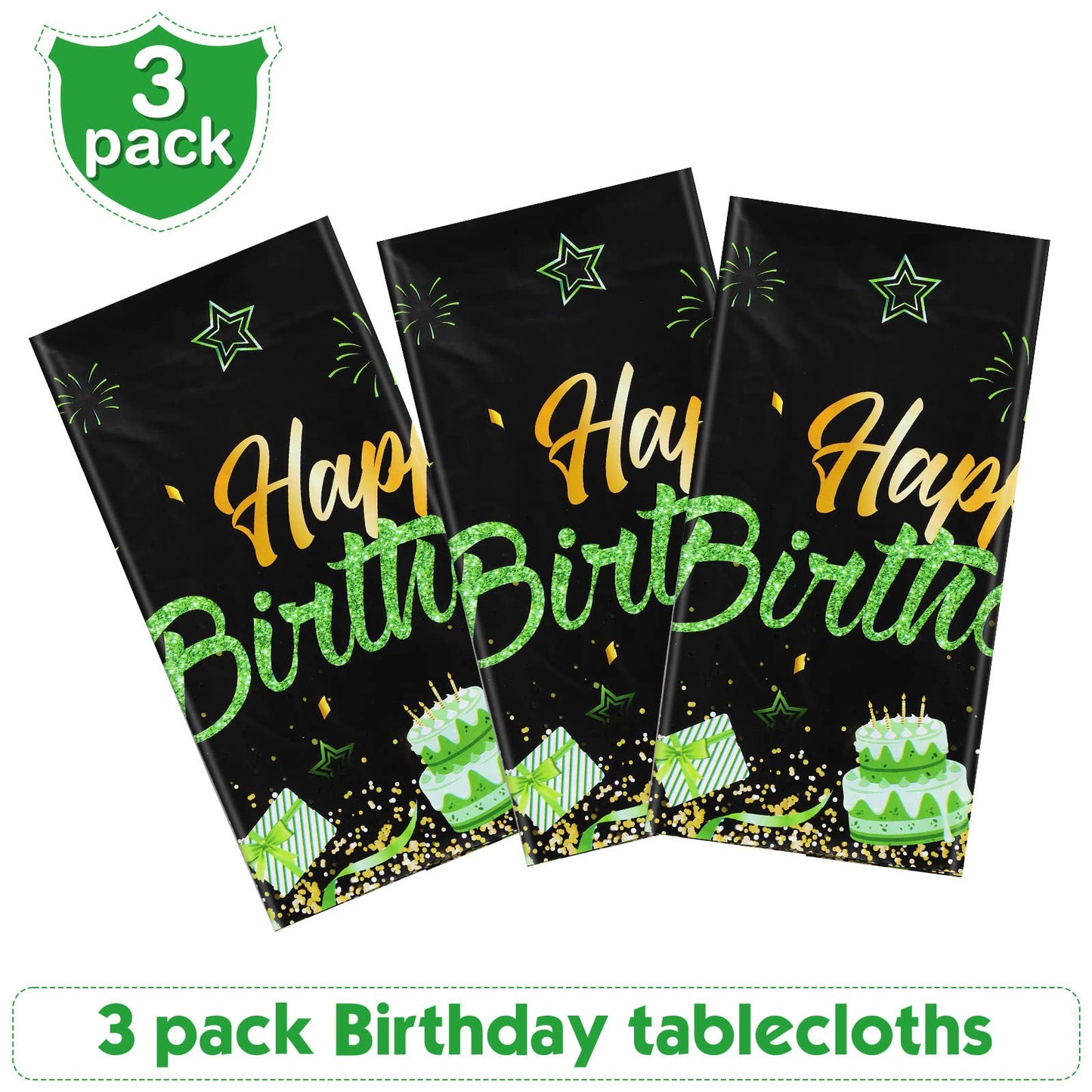 Breling 3 Pack Birthday Party Supplies Confetti Sprinkles Happy Birthday Tablecloths Starry Table Covers For Kids Adults Birthda
