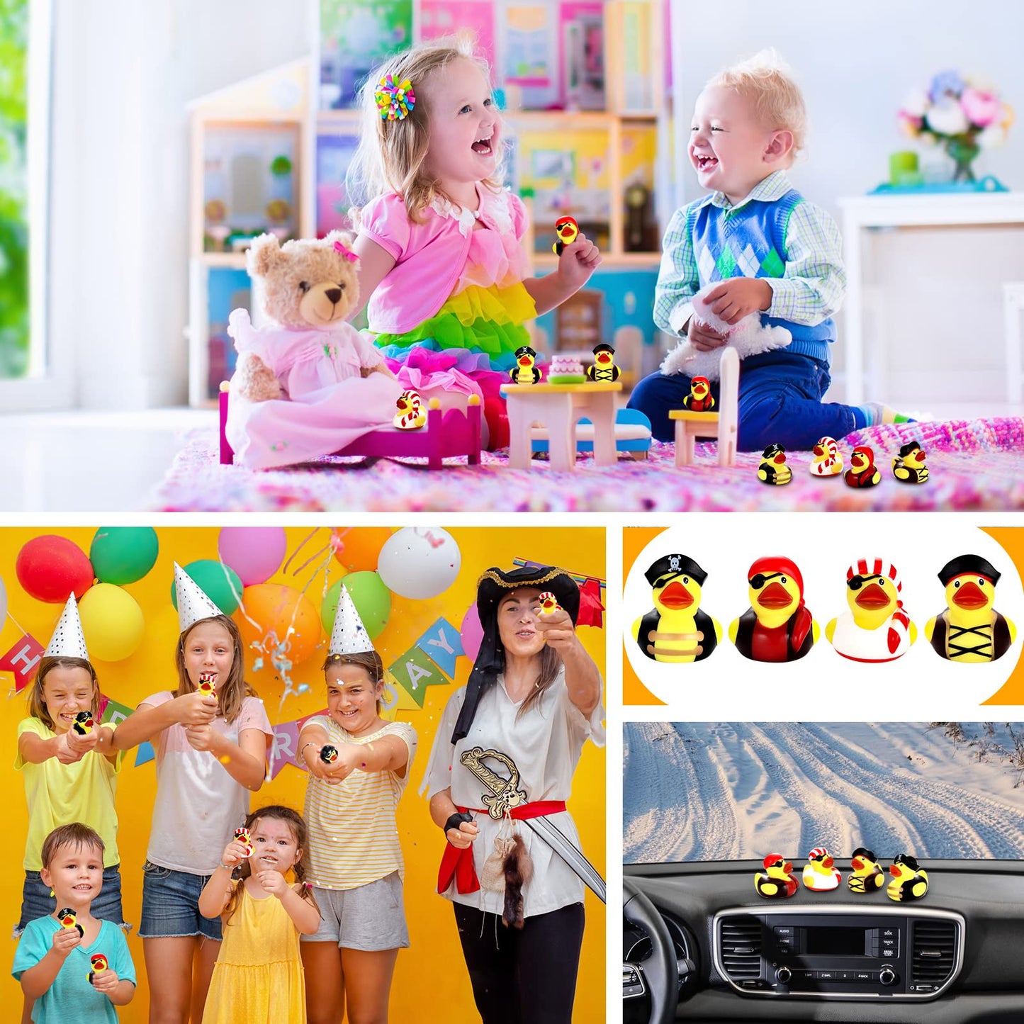 2 Inch Mini Pirate Rubber Ducks Toys Cruise Ducks Cute Yellow Duck Decor Bathtub Pool Toys Pirate Party Favors For Carnival Supplies Baby Shower Birthday Party Favor Gifts(48 Pcs)