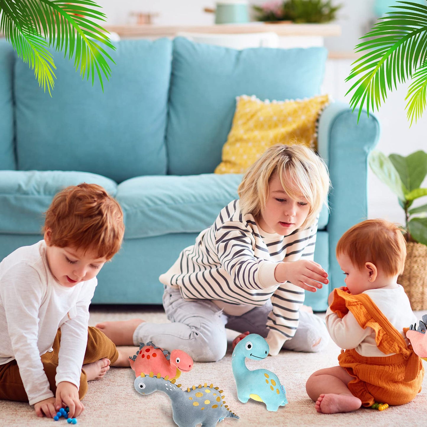 4 Packs Dinosaur Stuffed Animal Cute Dinosaur 9 Inch Plush Toys Adorable Soft Toy For Kids Baby Birthday Party Favors