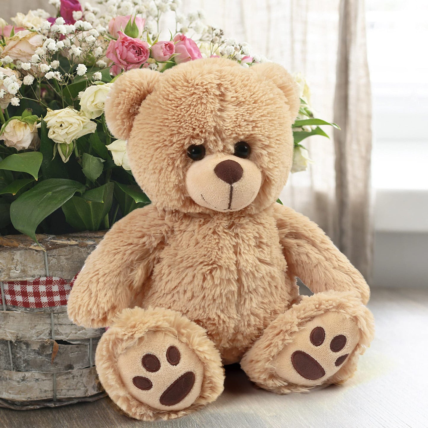 Lotfancy Teddy Bear Stuffed Animal, 15 Inch Brown Teddy Bear Plush Toy, Cute Hugging Gift For Kids On Christmas Valentine'S Day, Easter Decoration