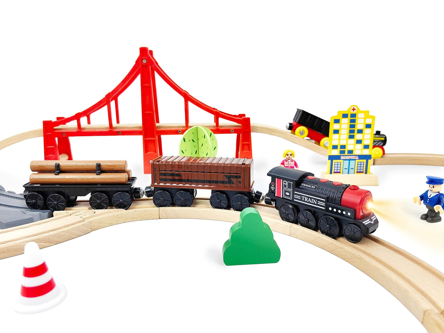 Motorized Train For Wooden Track, 3Pcs Train Toy Set For 3 4 5+Years Old Boy Girl Toddlers, Battery Powered Train Compatible With Thomas & Friends, Brio And Chuggington