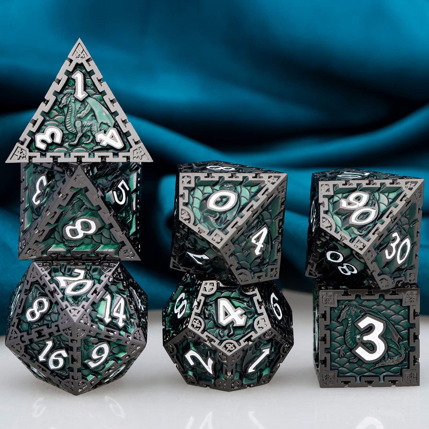 ARUOHHA 7pcs DND Metal Dice Set Dungeons and Dragons Dice Large Polyhedral Dice RPG Role Playing Dice D and D Dice D&D Dice Set